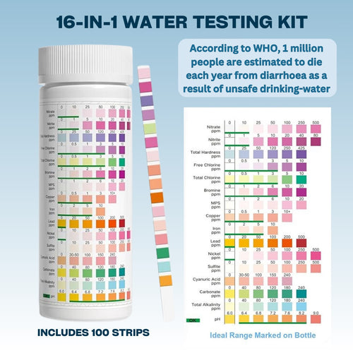 2024 All-New 16 in 1 Drinking Water Testing Kit - 100 Strips